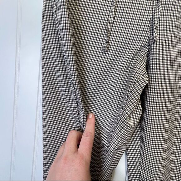 H&M M plaid Patterned work Pants elastic waist - Picture 7 of 13